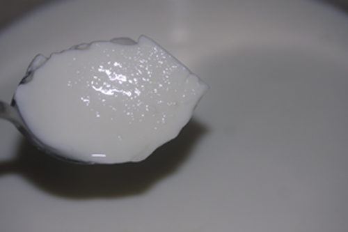 ヨーグルトを牛乳に入れる