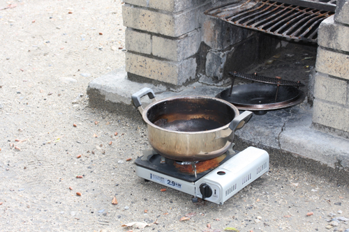 天白公園で燻製